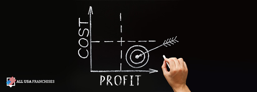 Cost and Profit Chart With a Target on the Sweet Spot of Low-Cost High Profit for a Franchise