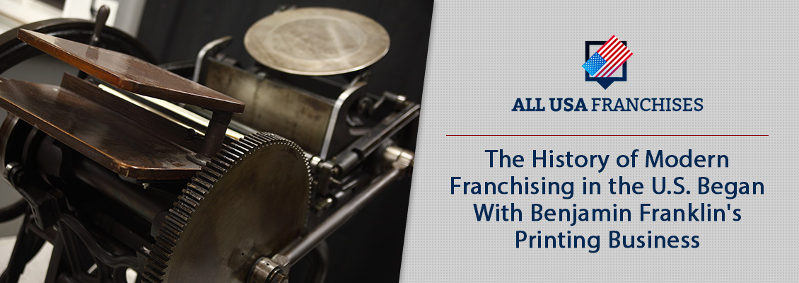 An Old Printing Machine Representing Benjamin Franklin's Printing Business and the Start of Modern Franchising
