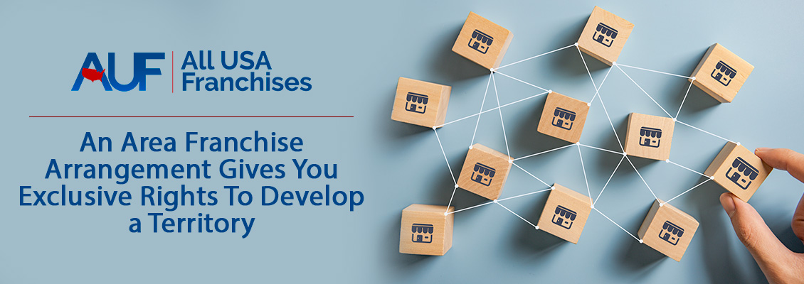 Several Building Blocks Linked Together Showing How an Area Franchise Agreement Grants Exclusive Territory Rights