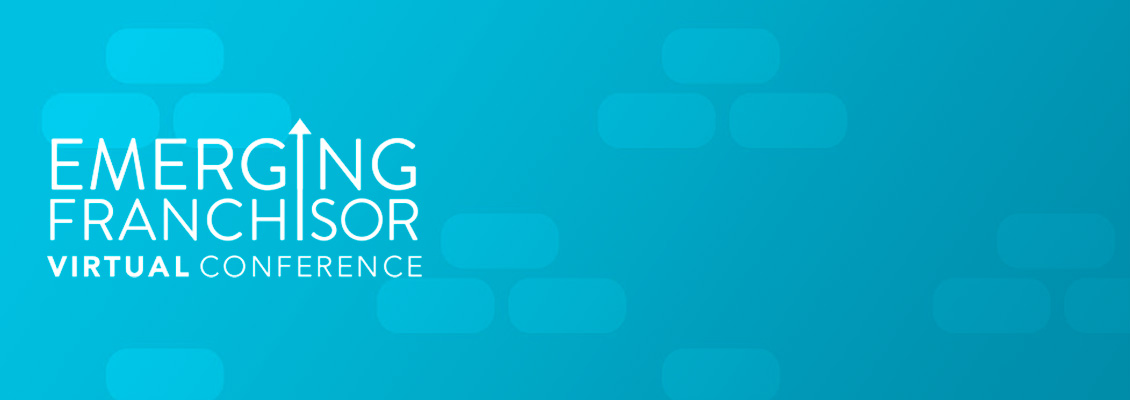Emerging Franchisors Virtual Conference Logo on Blue Background 